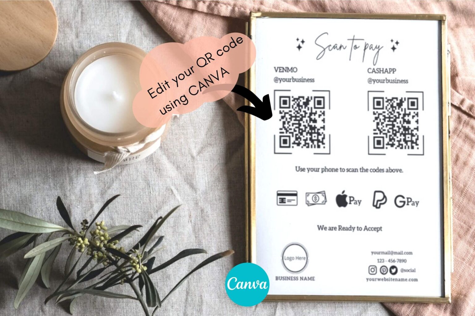 Editable Price List Template With QR Code Scan To Pay