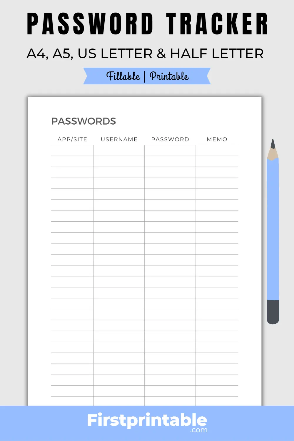 Free Password Tracker Printable & Fillable, Password Log