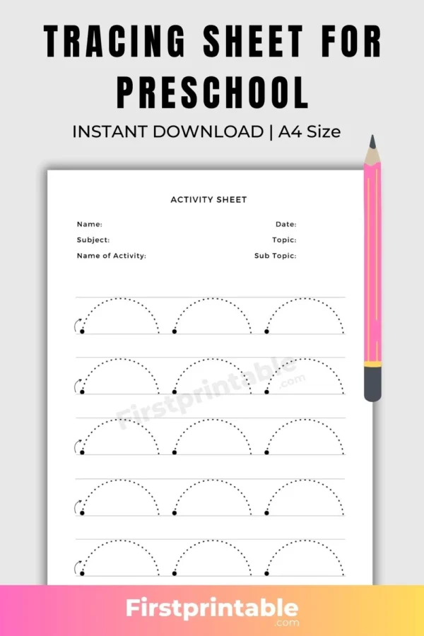 A free printable tracing worksheet for preschool children.
