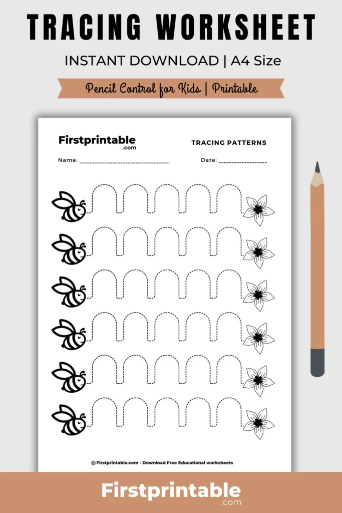 Free printable PDF book of patterns for preschoolers to practice pencil control and tracing skills.