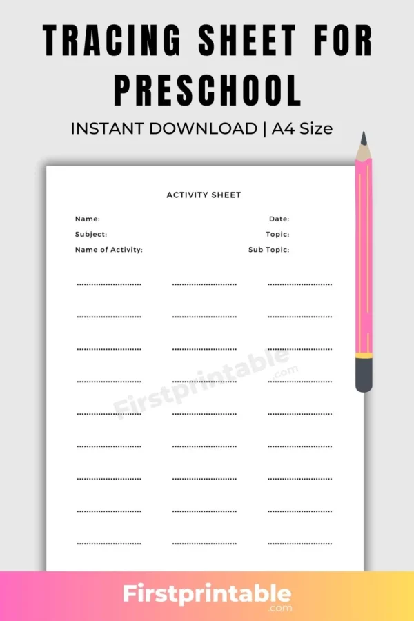 A free printable tracing worksheet for preschool children.