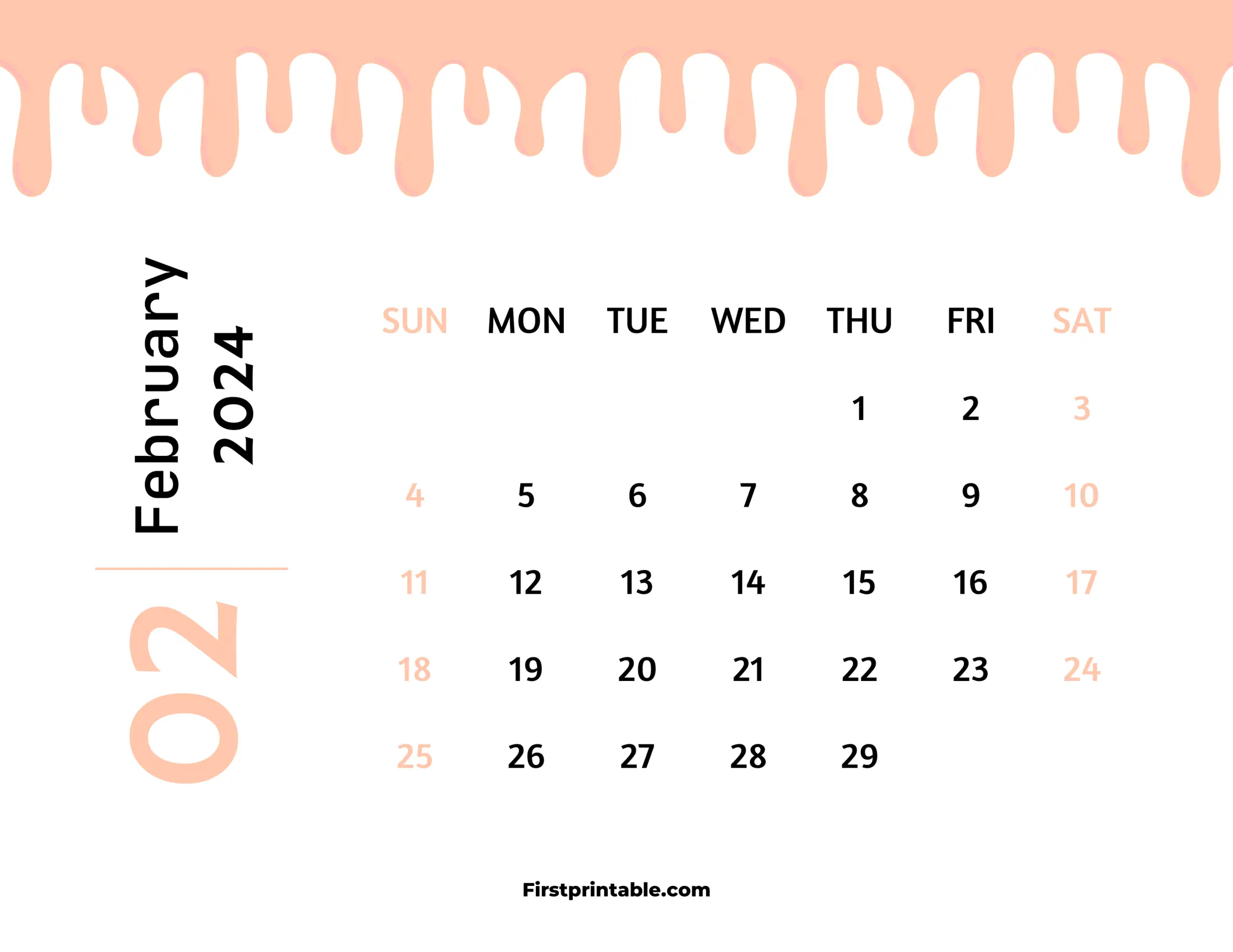 Printable, Editable & Fillable February Calendars 2024 & 2025