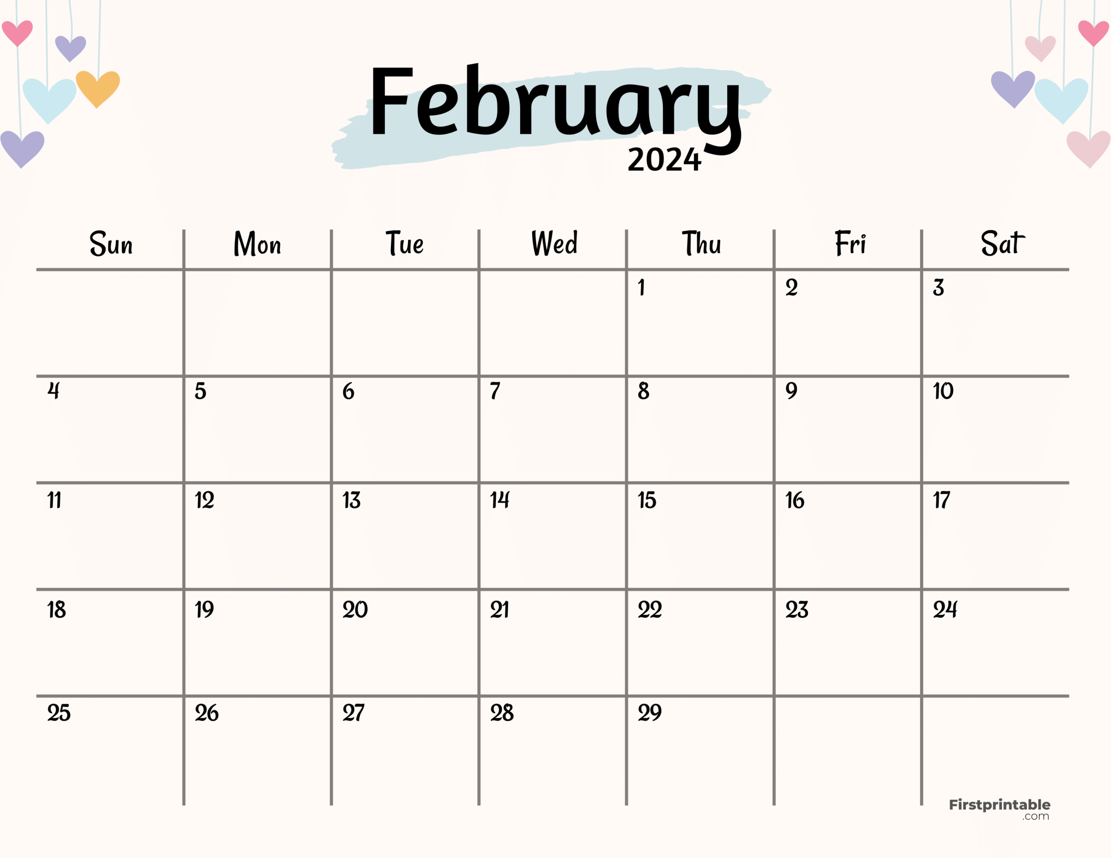 Free Printable & Fillable February Calendar 2024