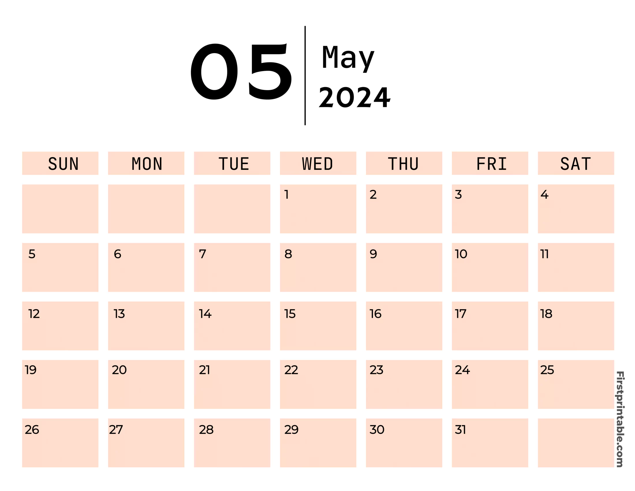 Free Printable & Fillable May Calendar 2024 Aesthetic cute