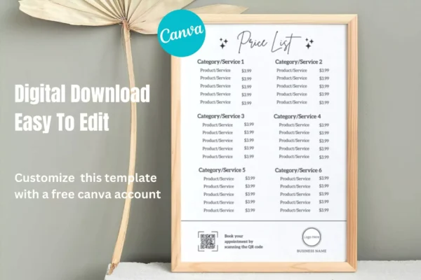 Nail Salon Price List Template | Customizable