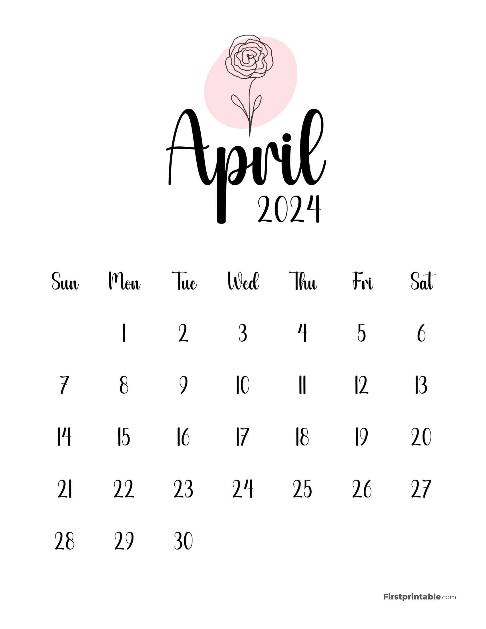Cute Botanical Calendar April 2024