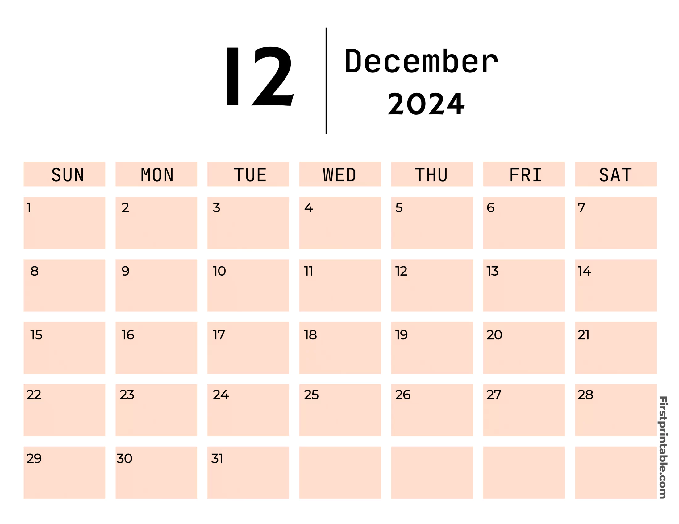 Free Printable & Fillable December Calendar 2024 Aesthetic cute