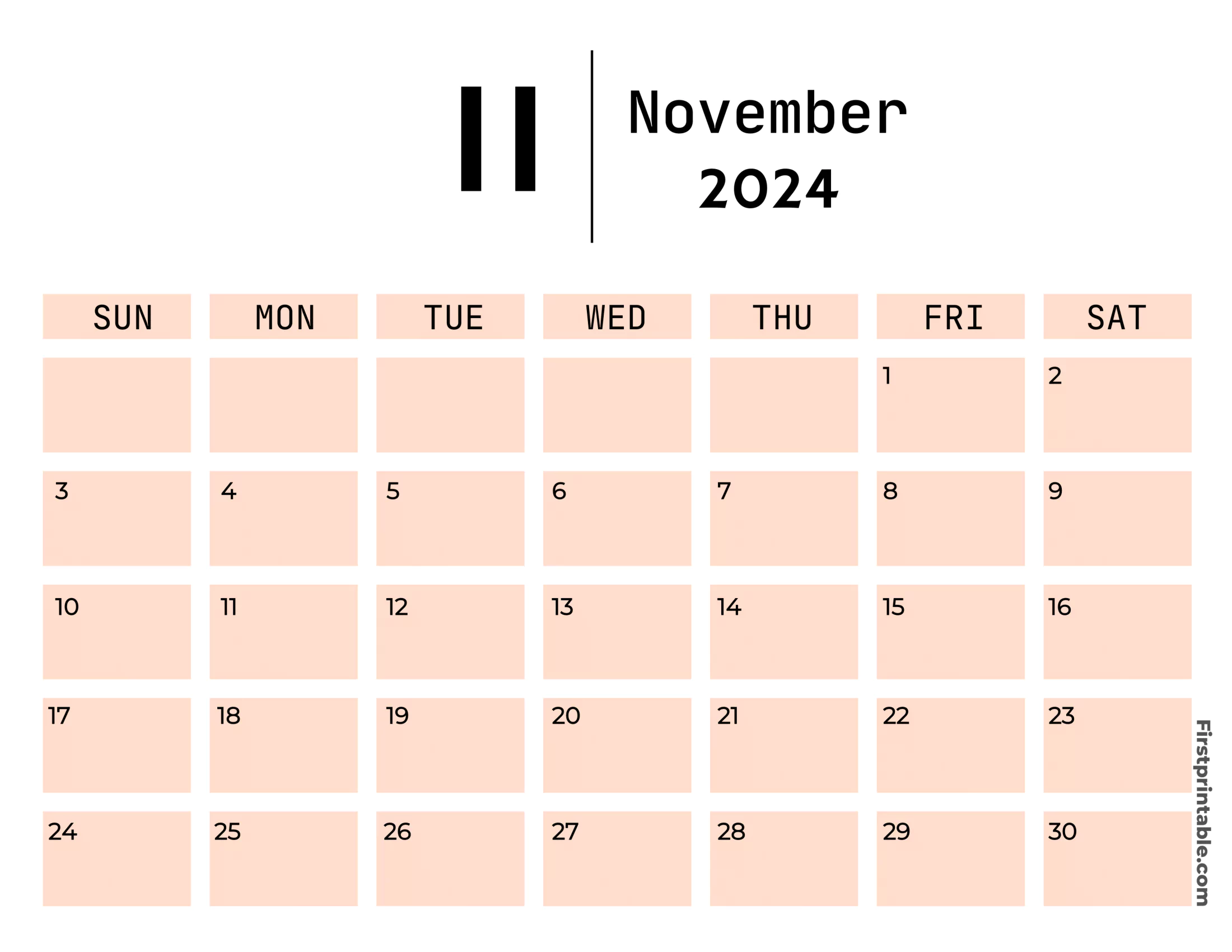 Free Printable & Fillable November Calendar 2024 Aesthetic cute