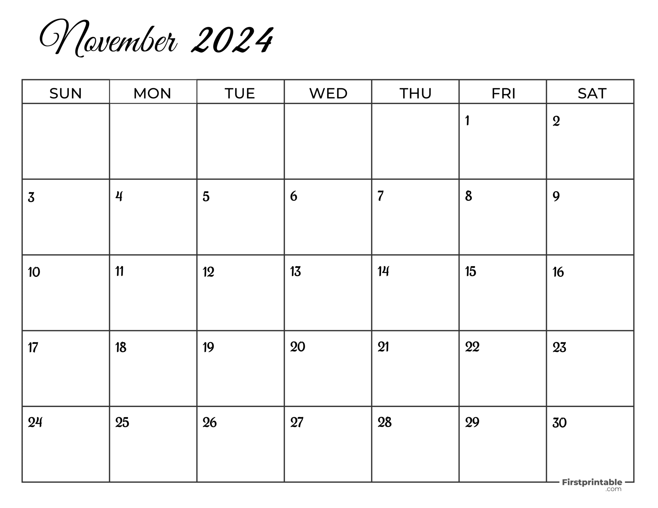Free Printable & Fillable November Calendar 2024 blank (3)
