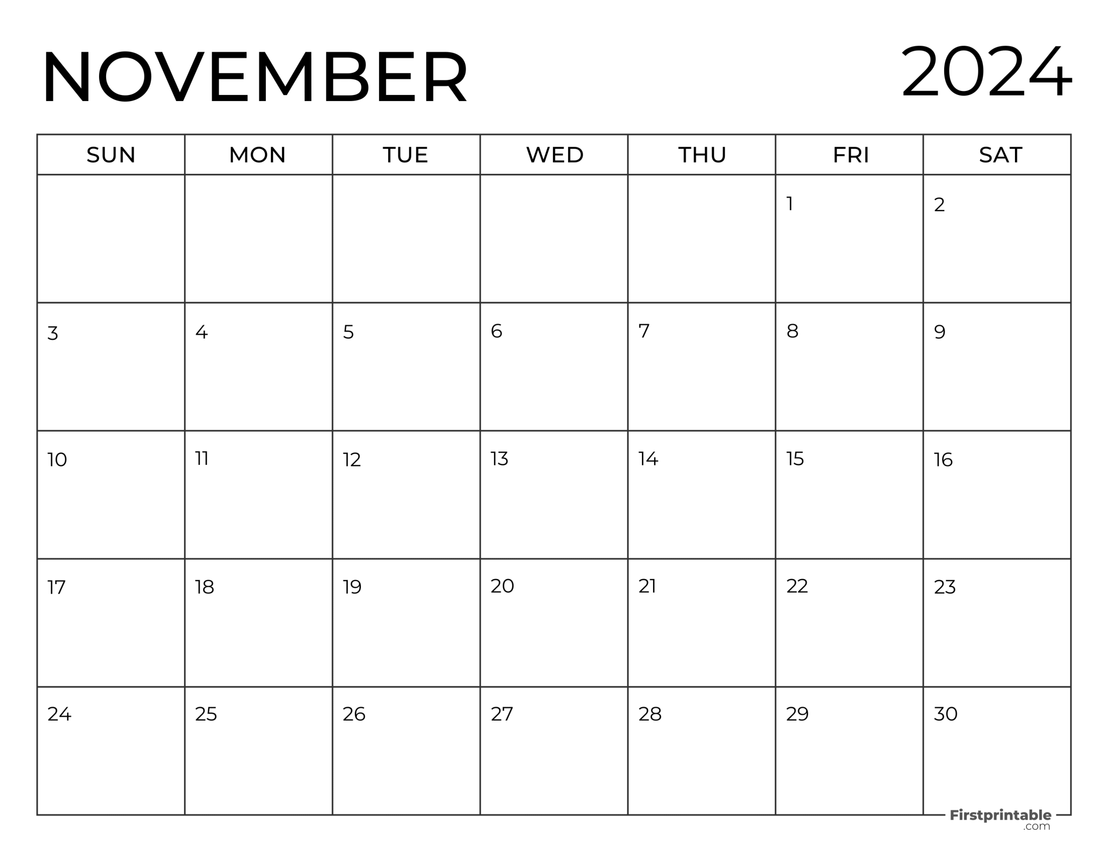 Free Printable & Fillable November Calendar 2024 blank