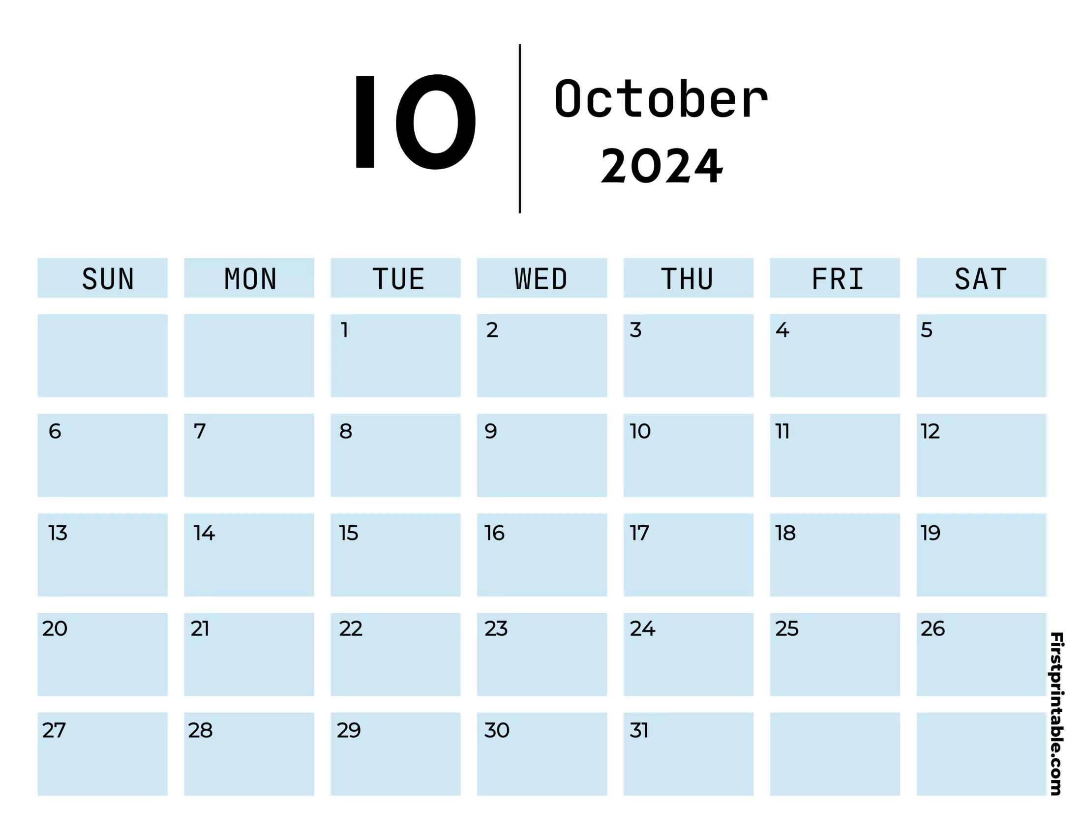 Free Printable & Fillable October Calendar 2024 Aesthetic