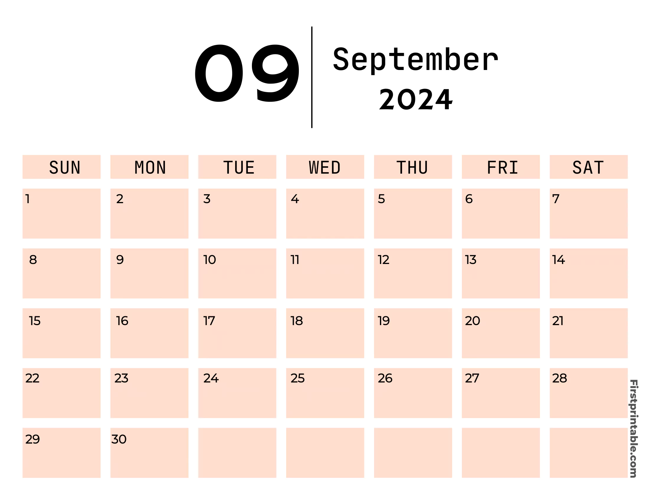 Free Printable & Fillable September Calendar 2024 Aesthetic cute