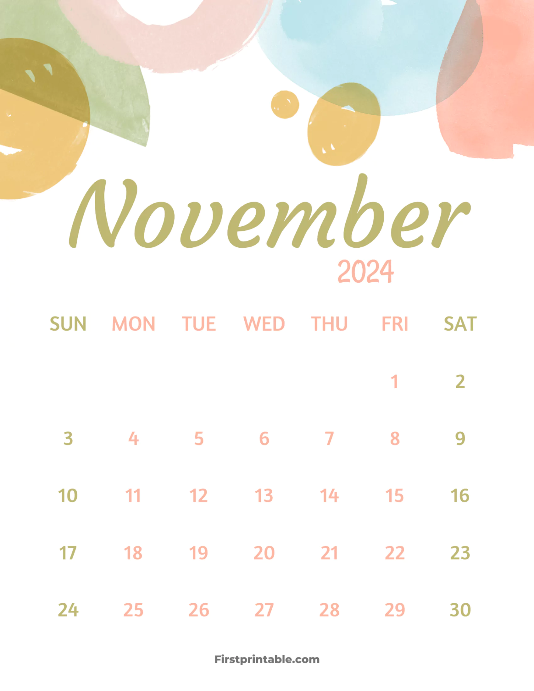 November Wall Calendar 2024 Template