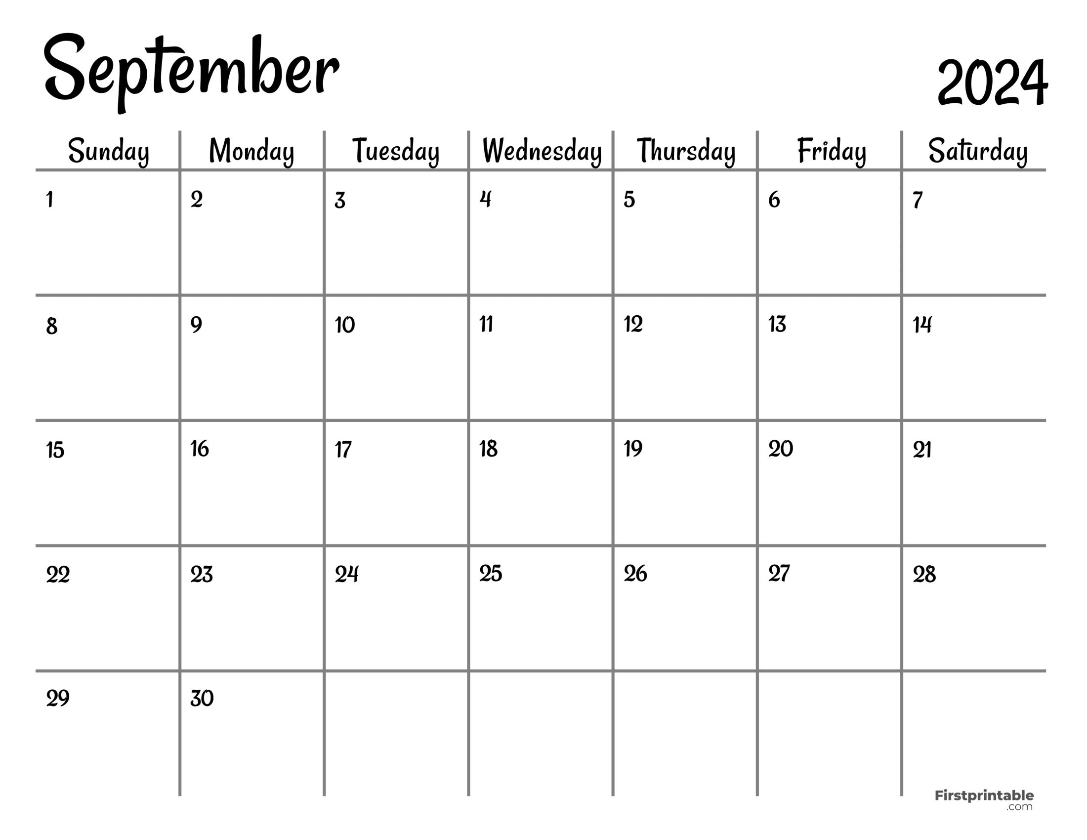September Calendar 2024 Printable & Fillable Minimalist