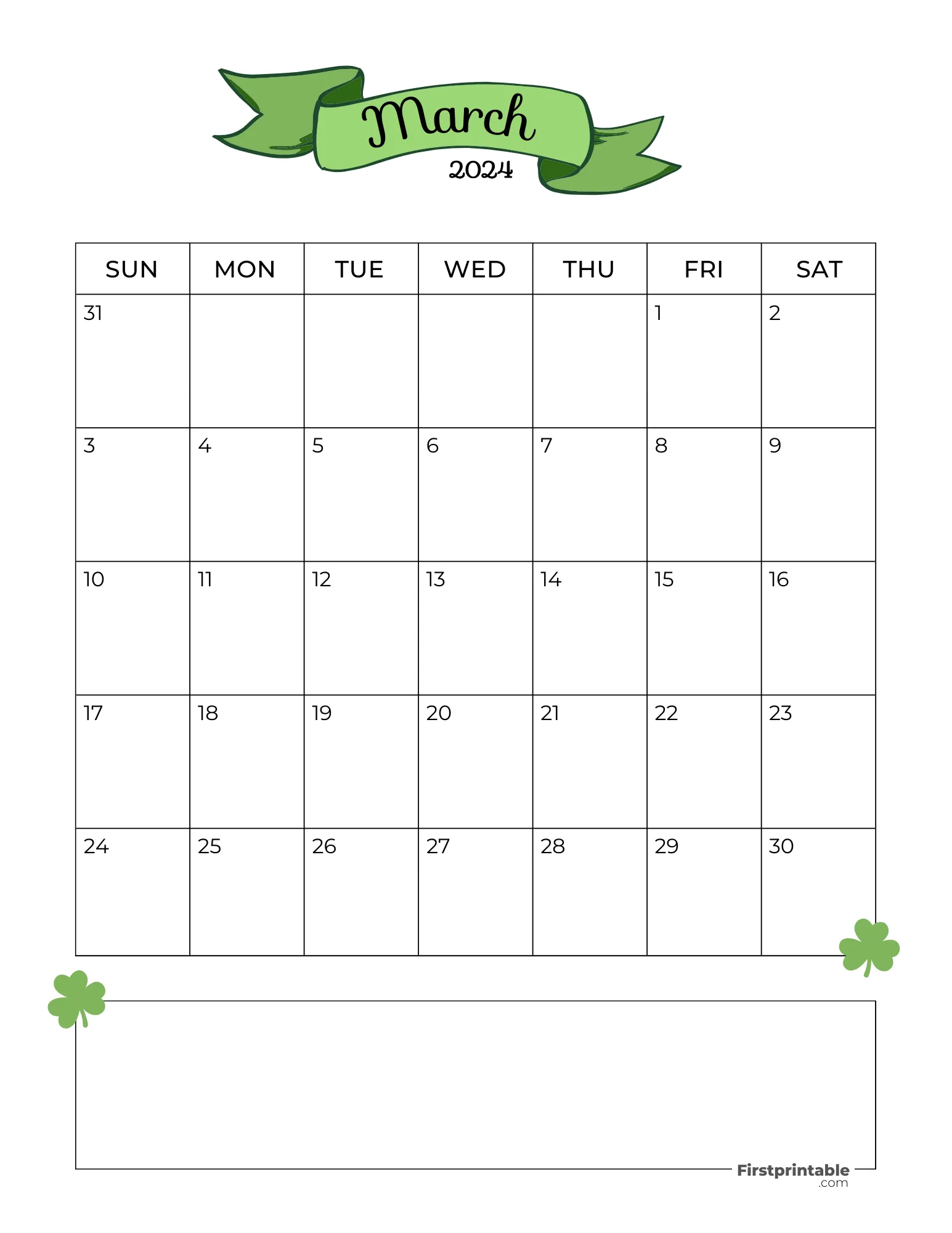 March Calendar 2024 St Patrick's Template 05
