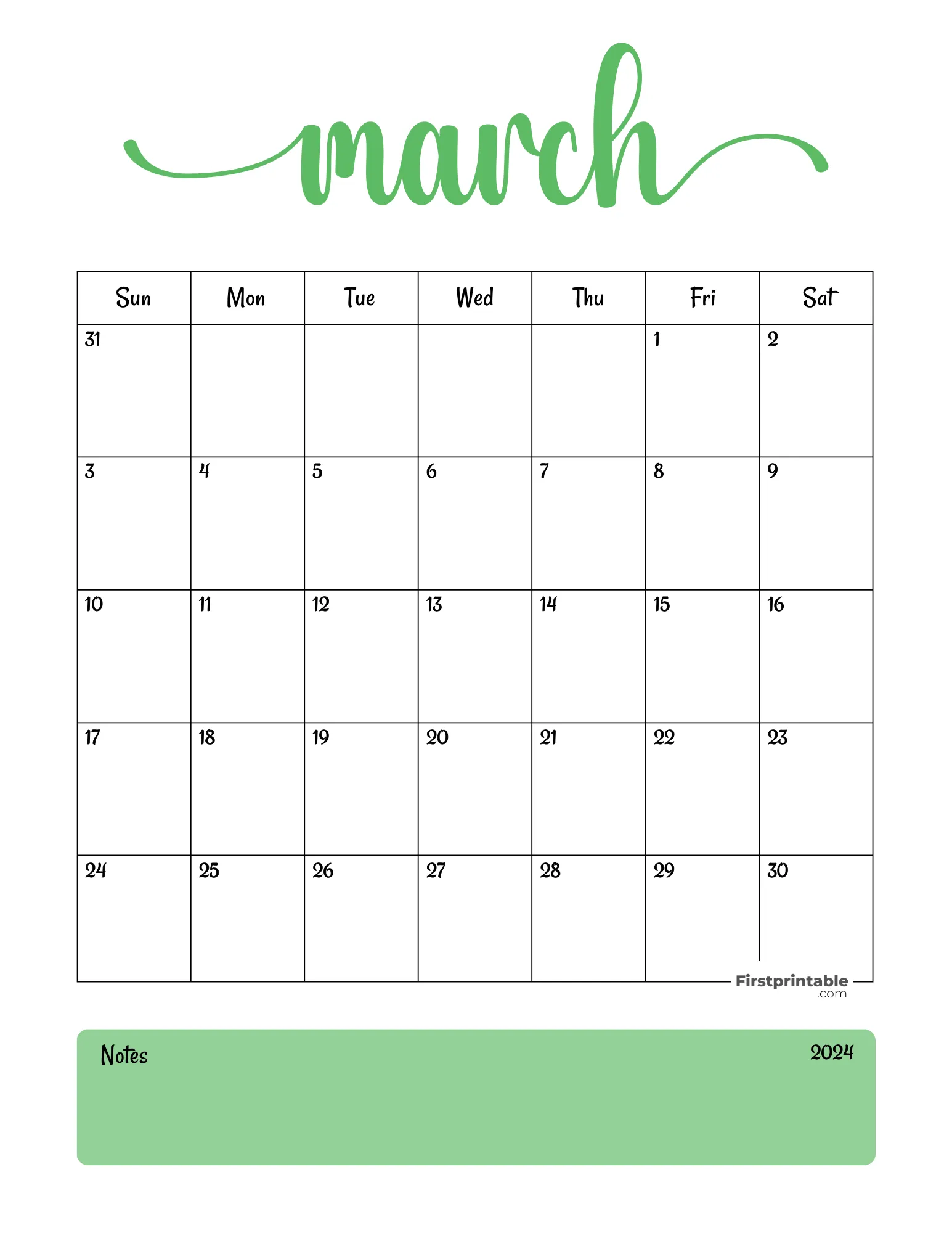 Printable March Calendar 2024 Template 08