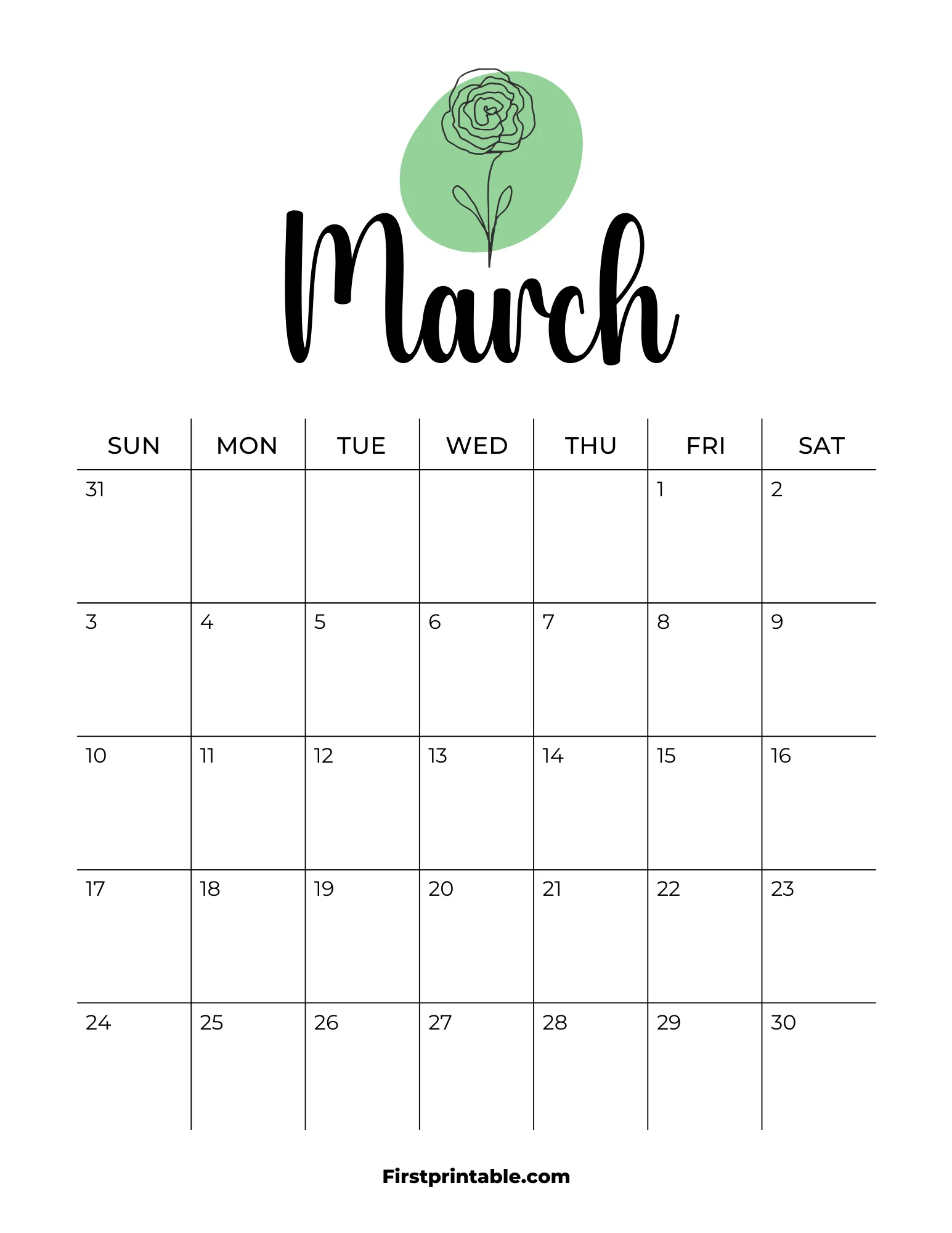 Printable March Calendar 2024 Template 09