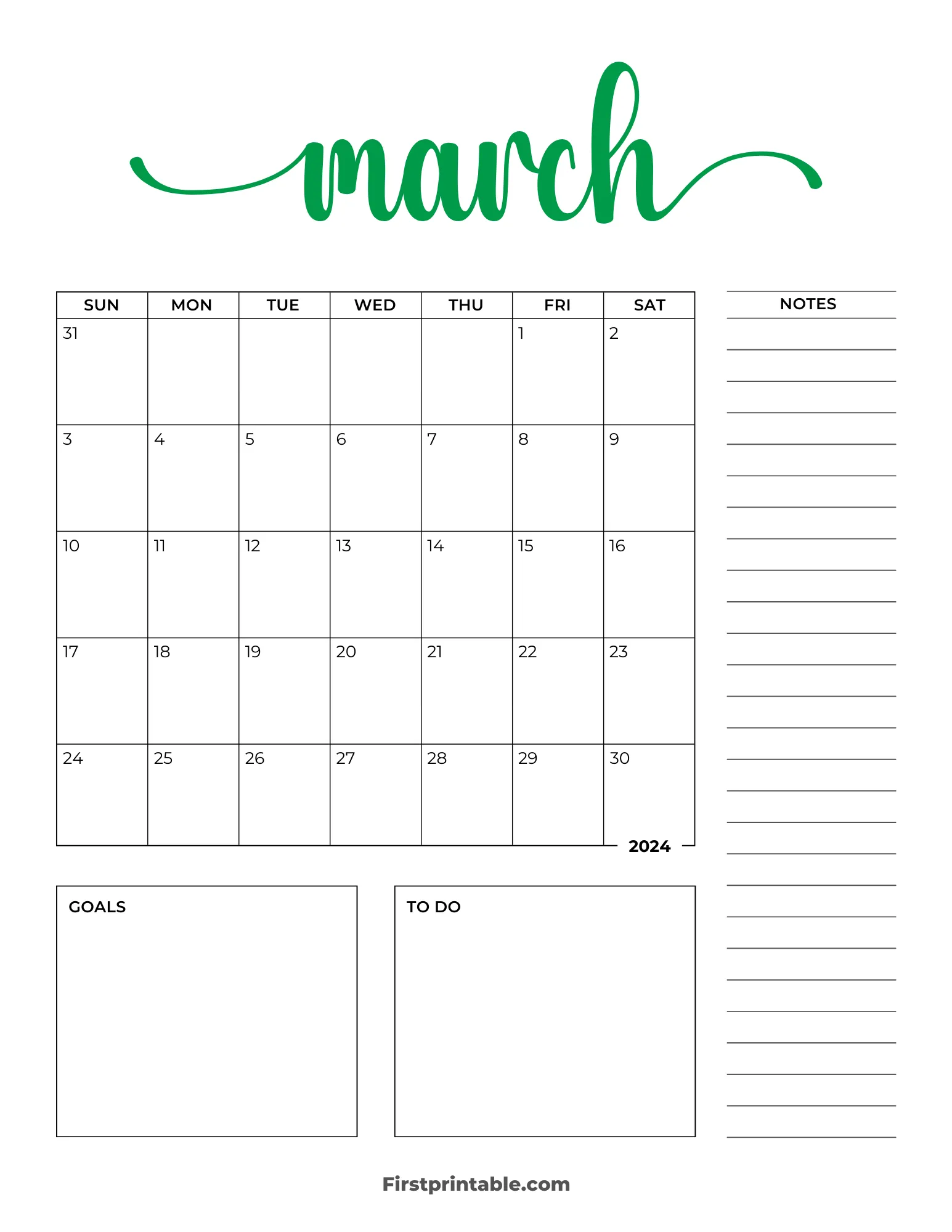 Printable March Calendar 2024 Template 10
