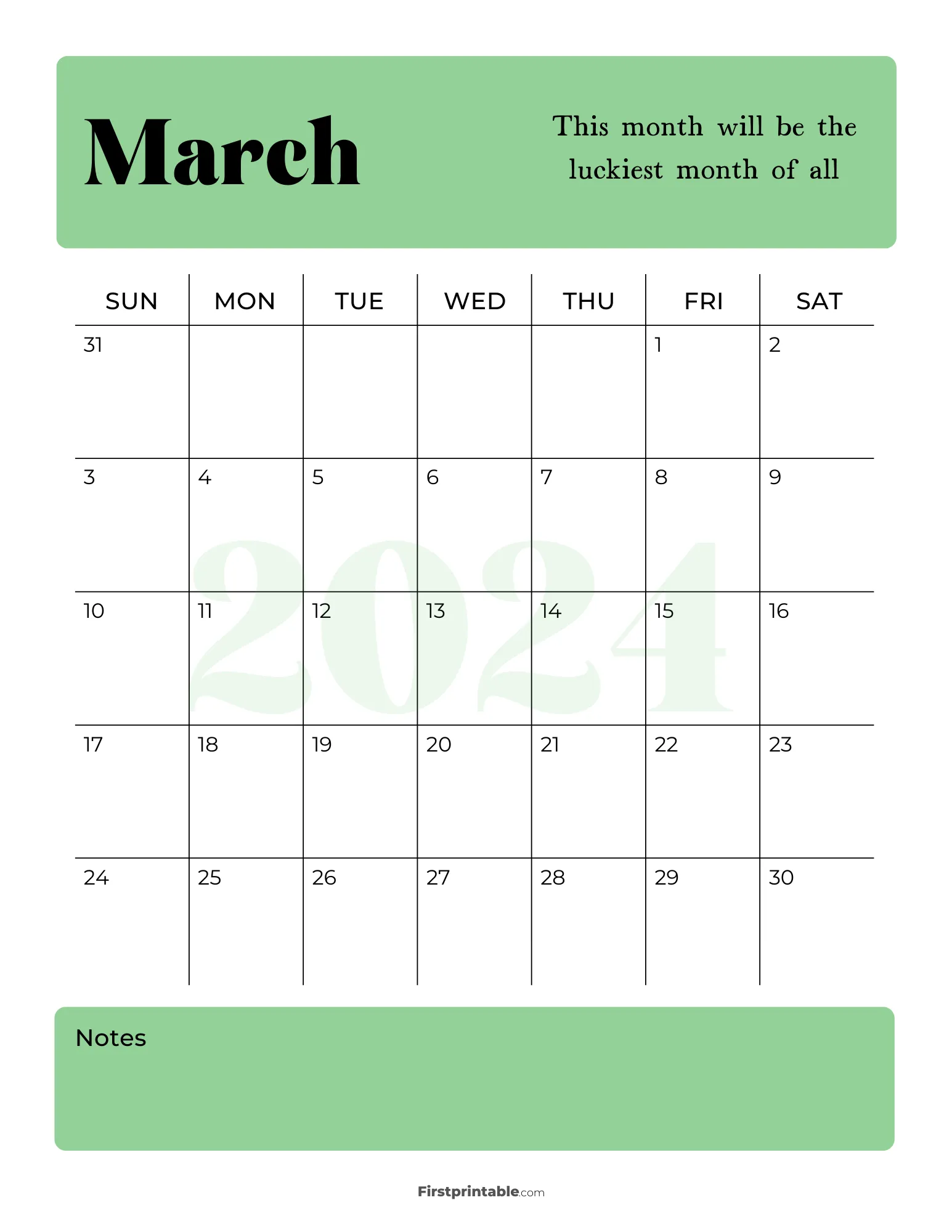 Printable March Calendar 2024 Template 11