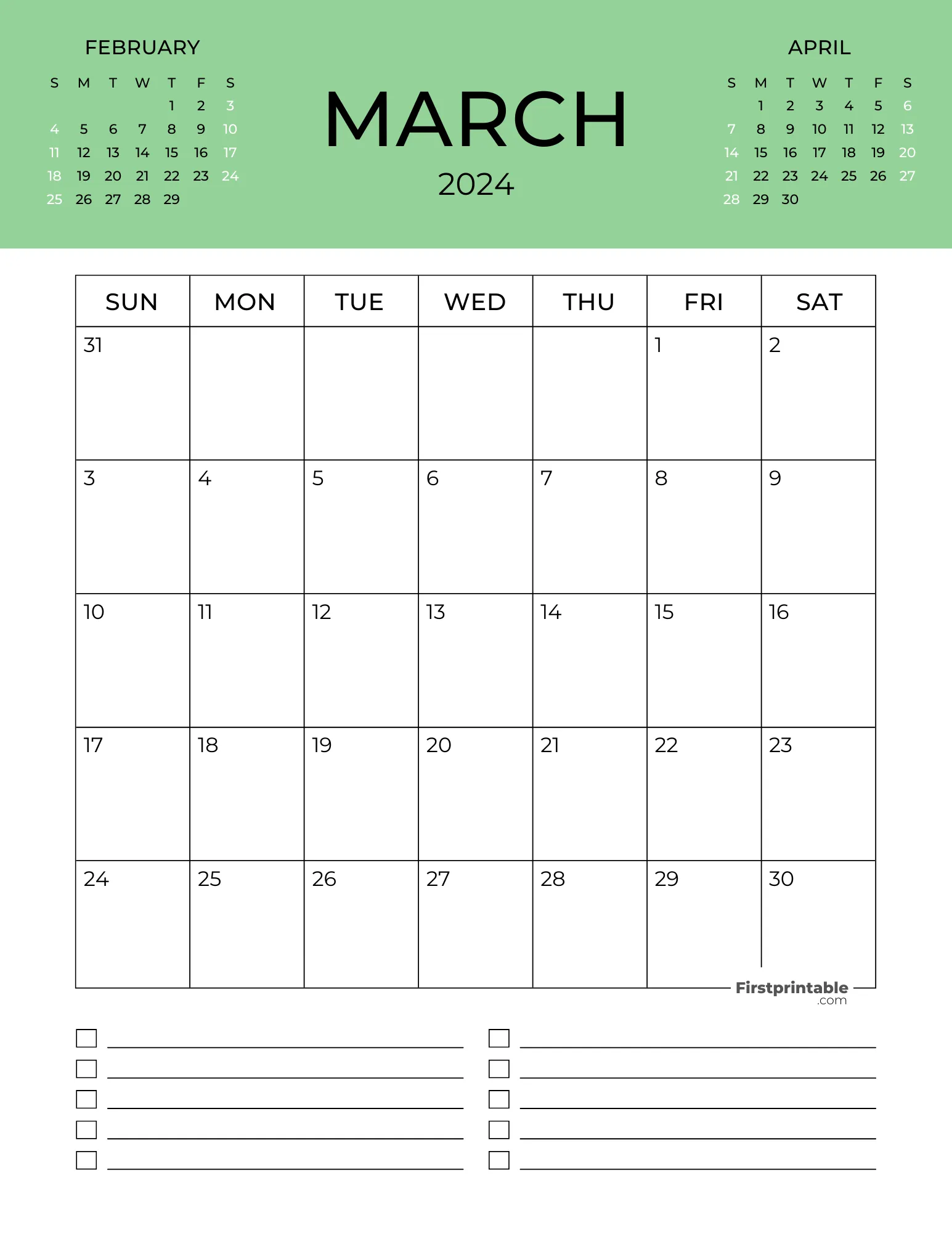 Printable March Calendar 2024 Template 12