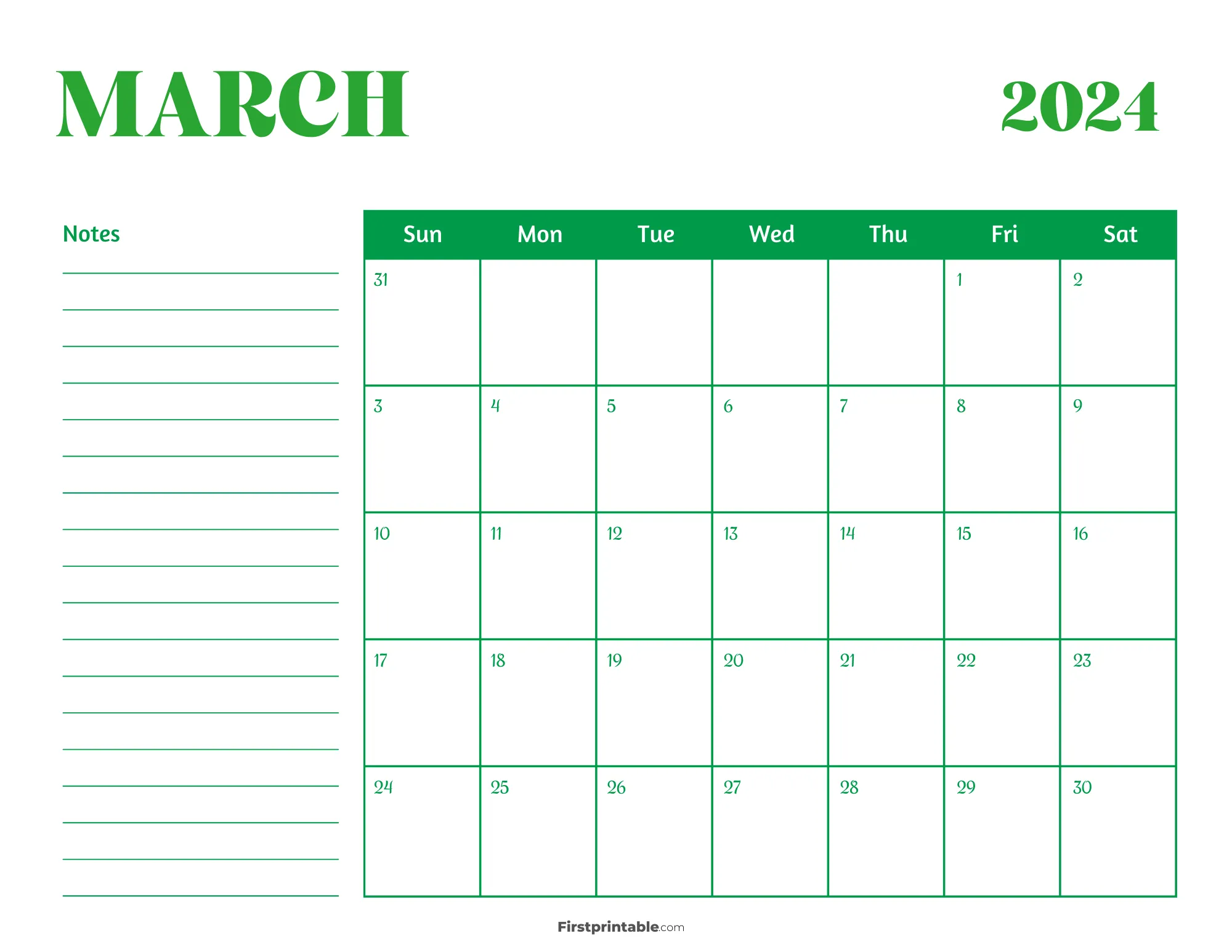 Printable March Calendar 2024 Template 29