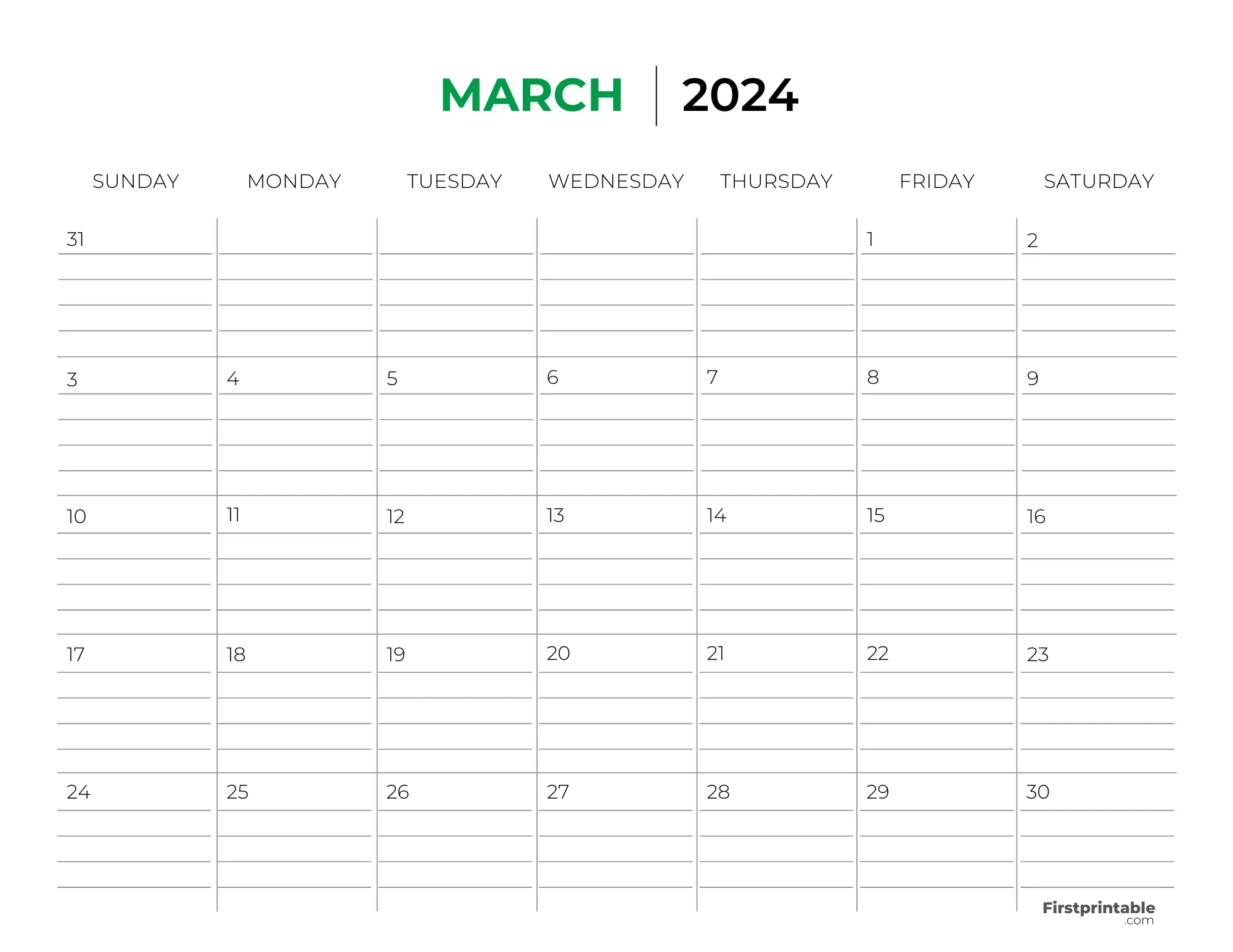 Printable March Calendar 2024 Template 33