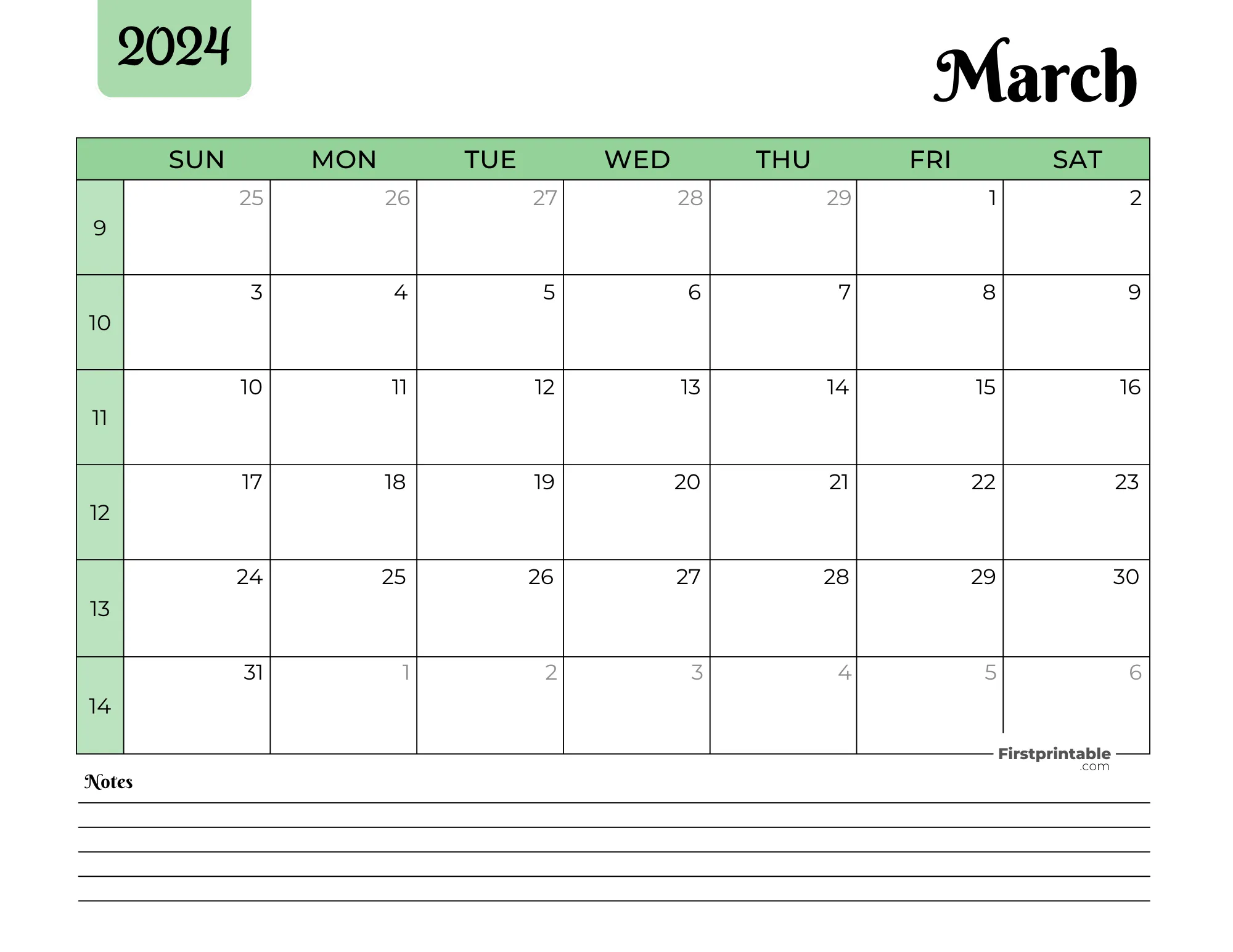 Printable March Calendar 2024 Template 34