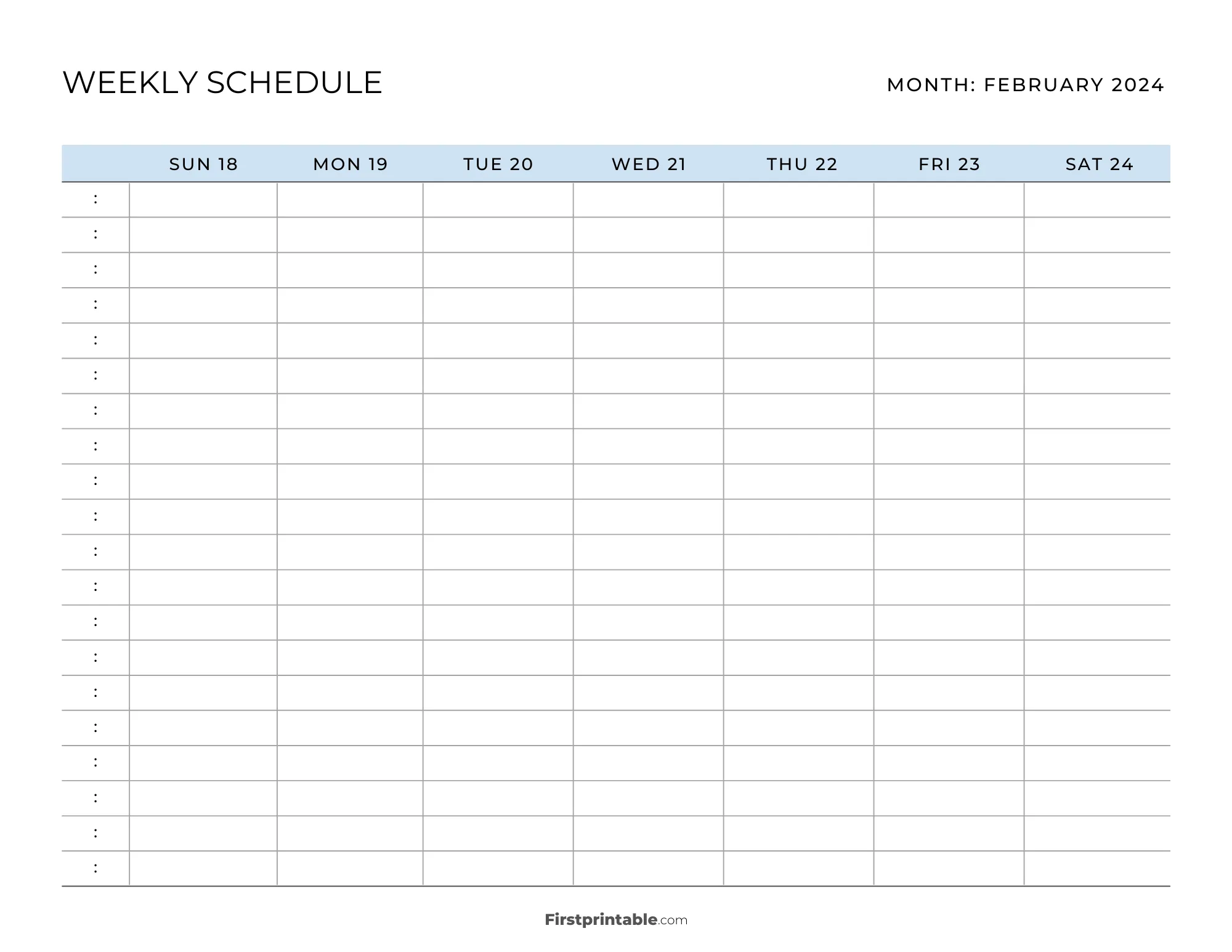 Printable Weekly Schedule Template 04 - Blue