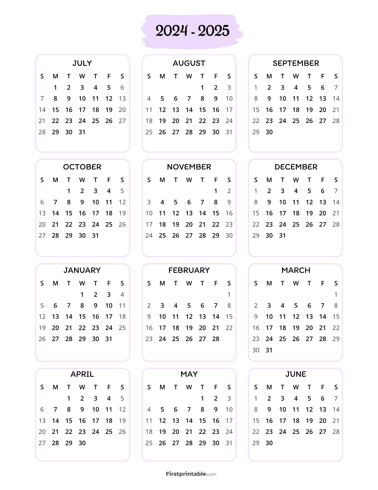 Yearly School Calendar Template 02