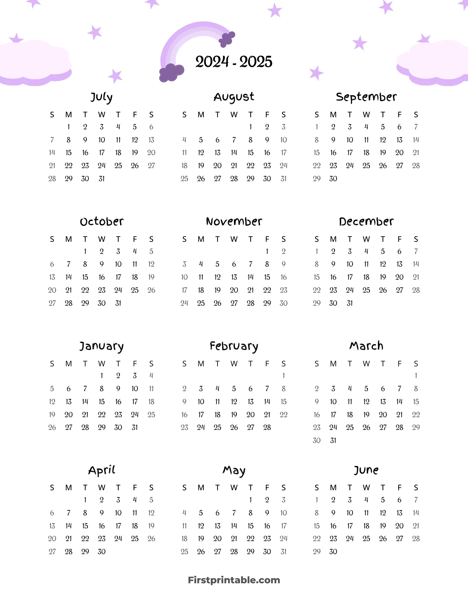Yearly School Calendar Template 05