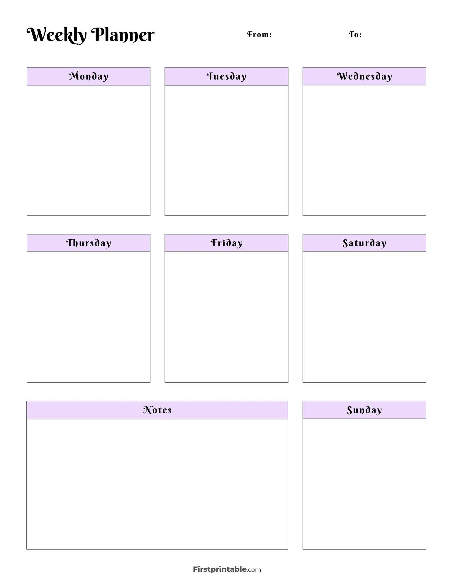 Aesthetic Blank Weekly planner 32