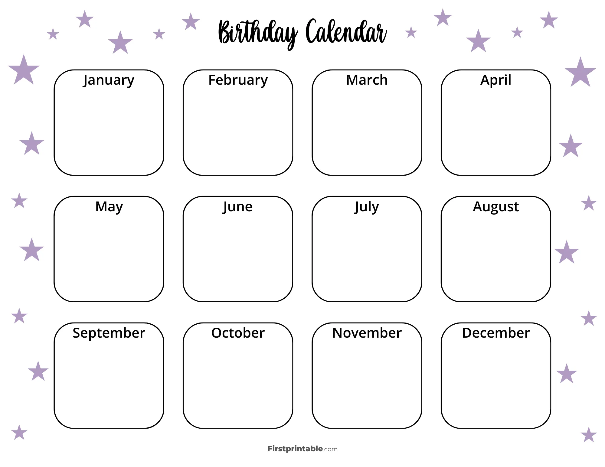 Birthday Calendar Printable Template 26