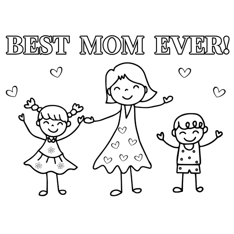 Printable "Best Mom Ever" card to color