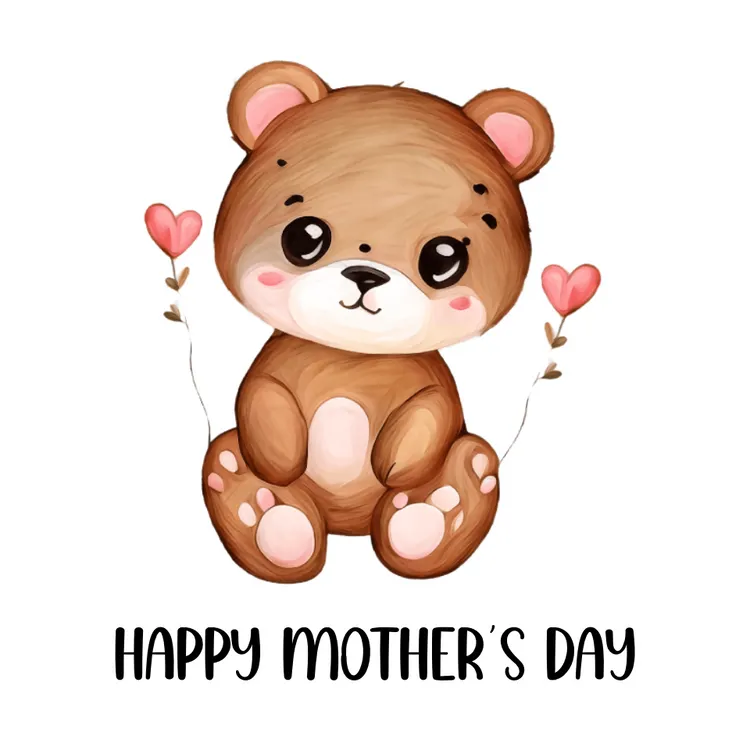 Pritnable Cute Teddy "Happy Mother's Day" card