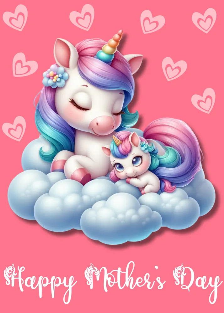 Unicorn and Baby "Happy Mothers Day" Card