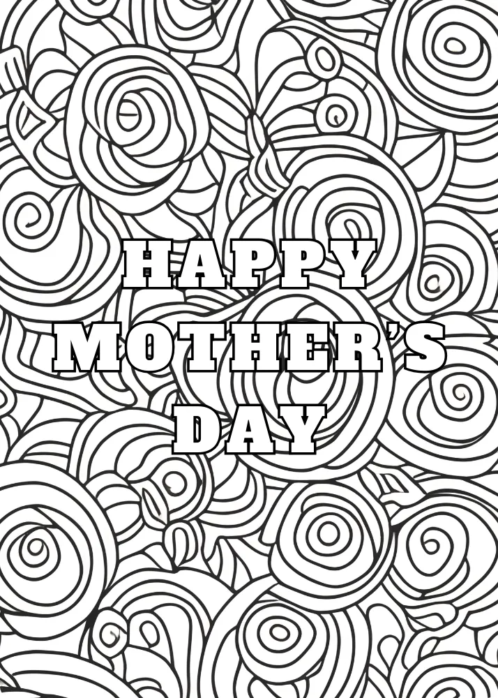 Printable "Happy Mothers Day" card to color