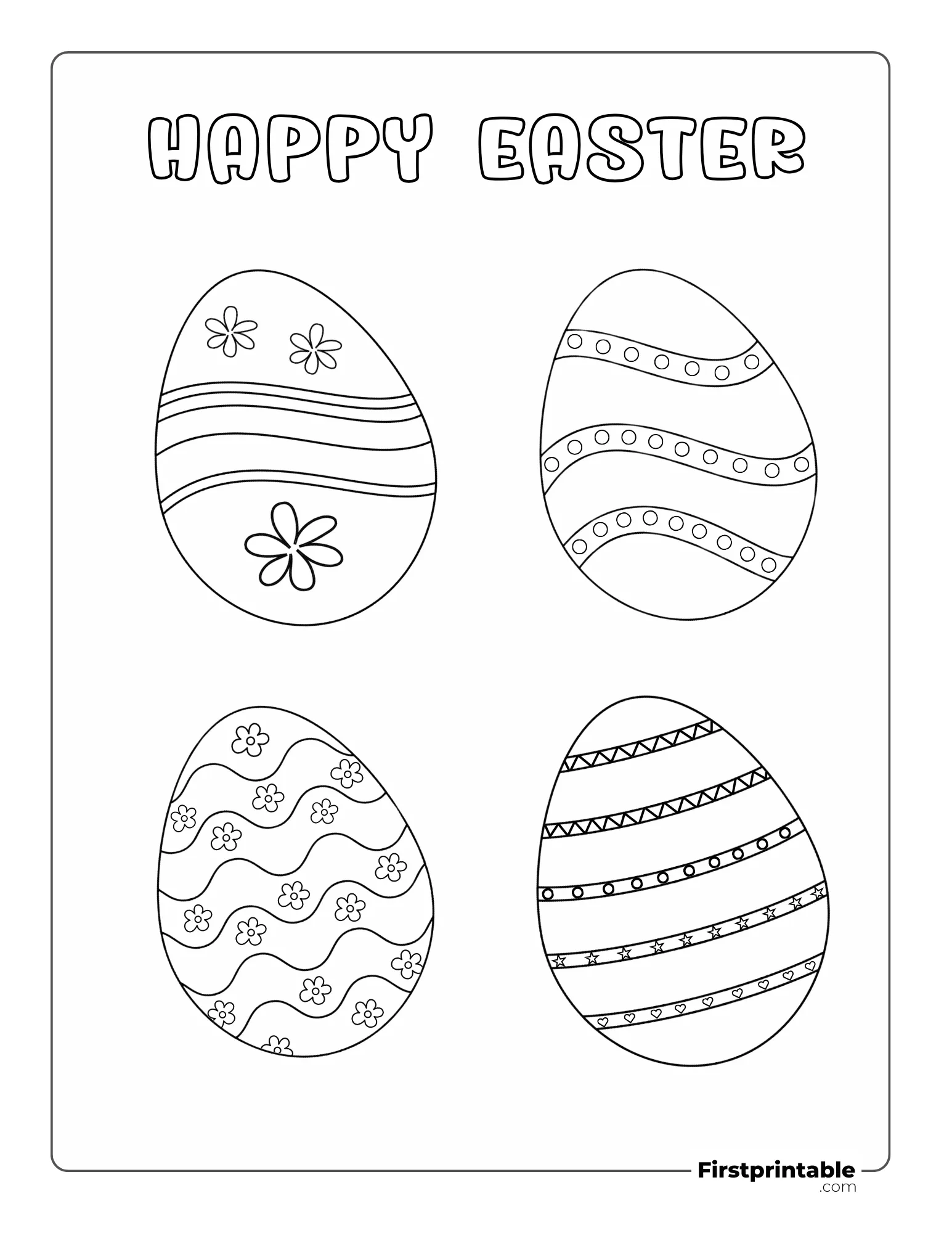Happy Easter Eggs Coloring Sheet