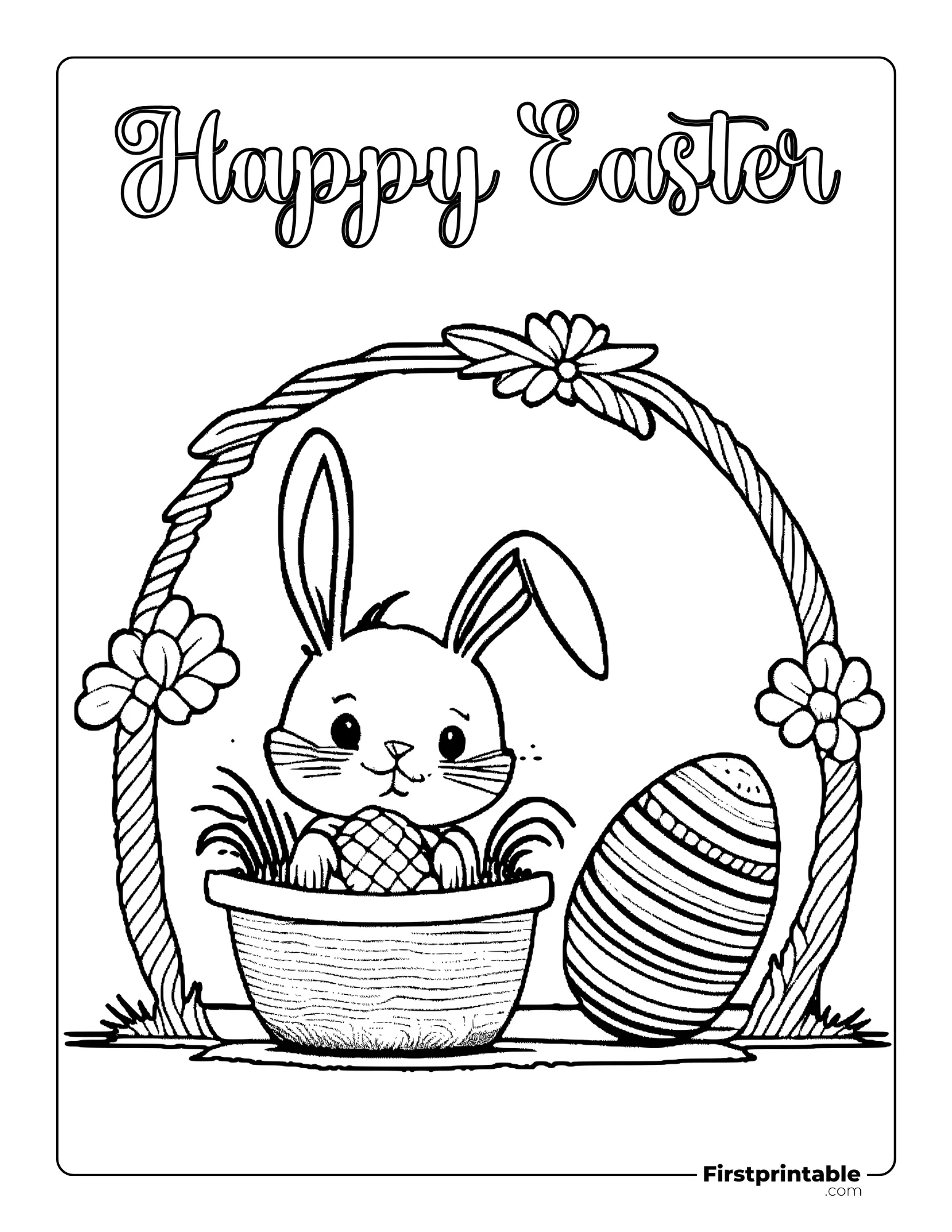 Happy Easter bunny coloring page