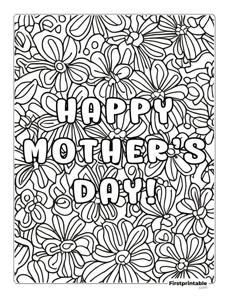 "Happy Mother's Day" Coloring Page for Teens