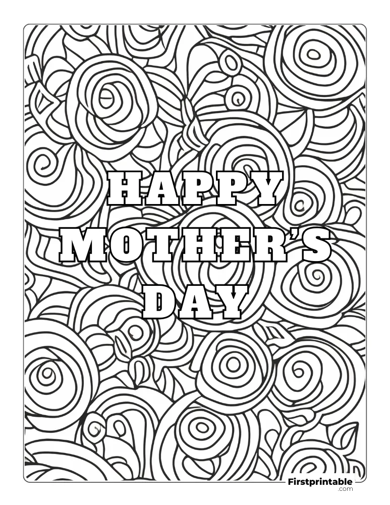 "Happy Mother's Day" Coloring Page for Adults