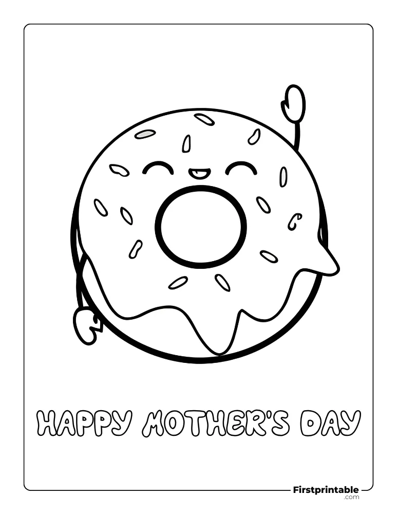"Happy Mother's Day" Donut Coloring Page