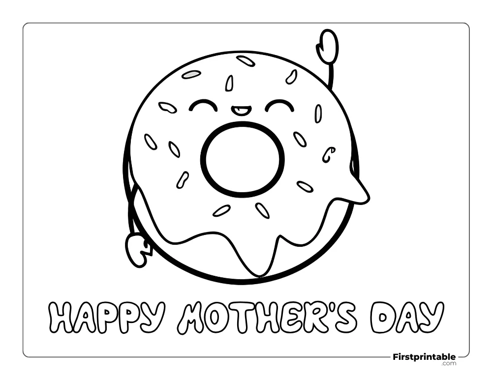 Donut Coloring Page for Mother's Day