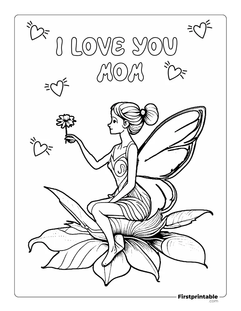 "I Love you Mom" From Daughter Coloring page
