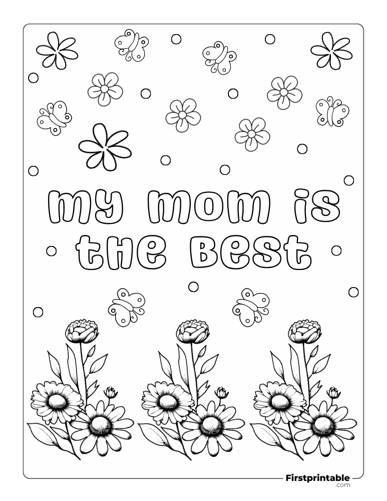 "My Mom is the Best" Coloring Page