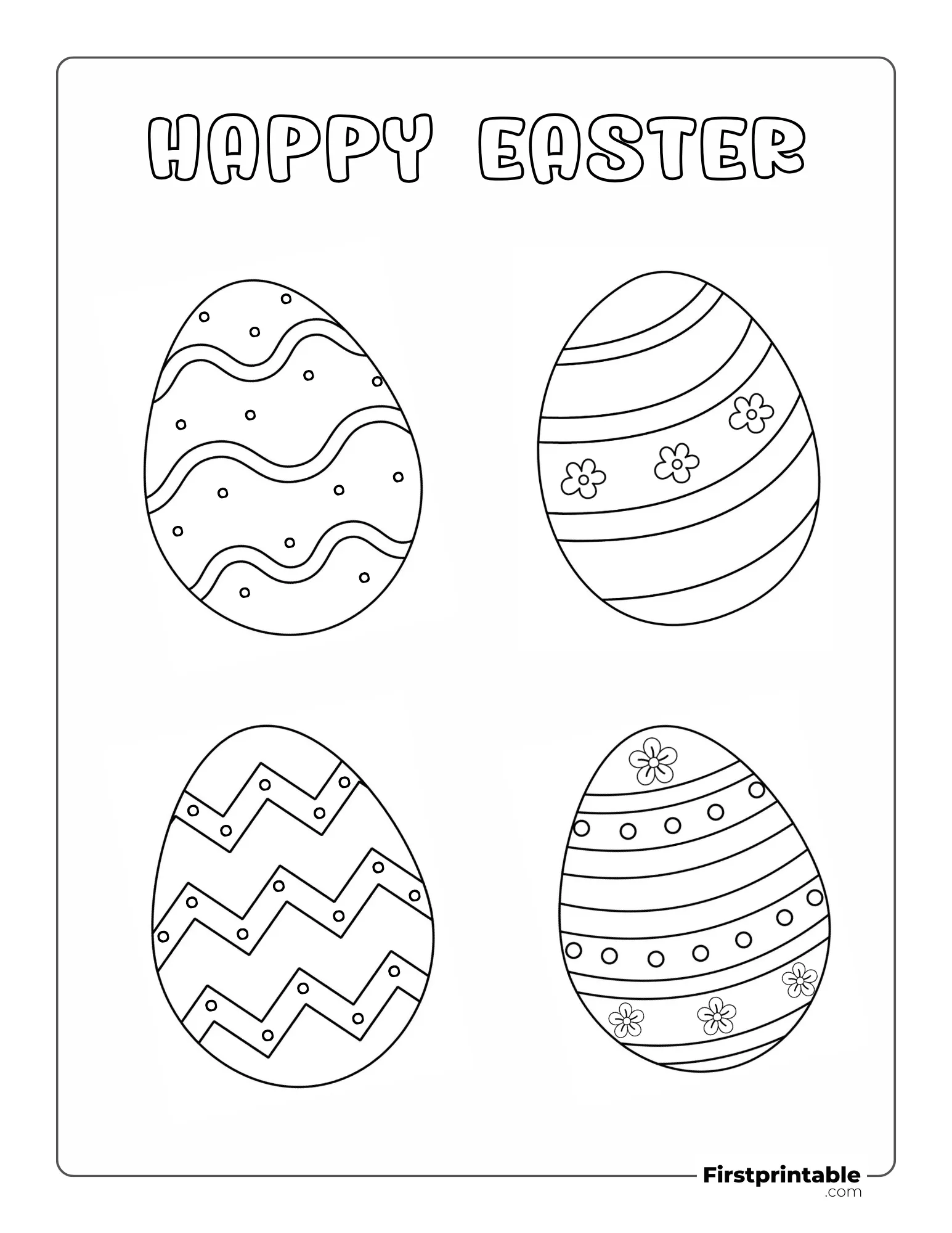 Patterned Easter Eggs Coloring Sheet