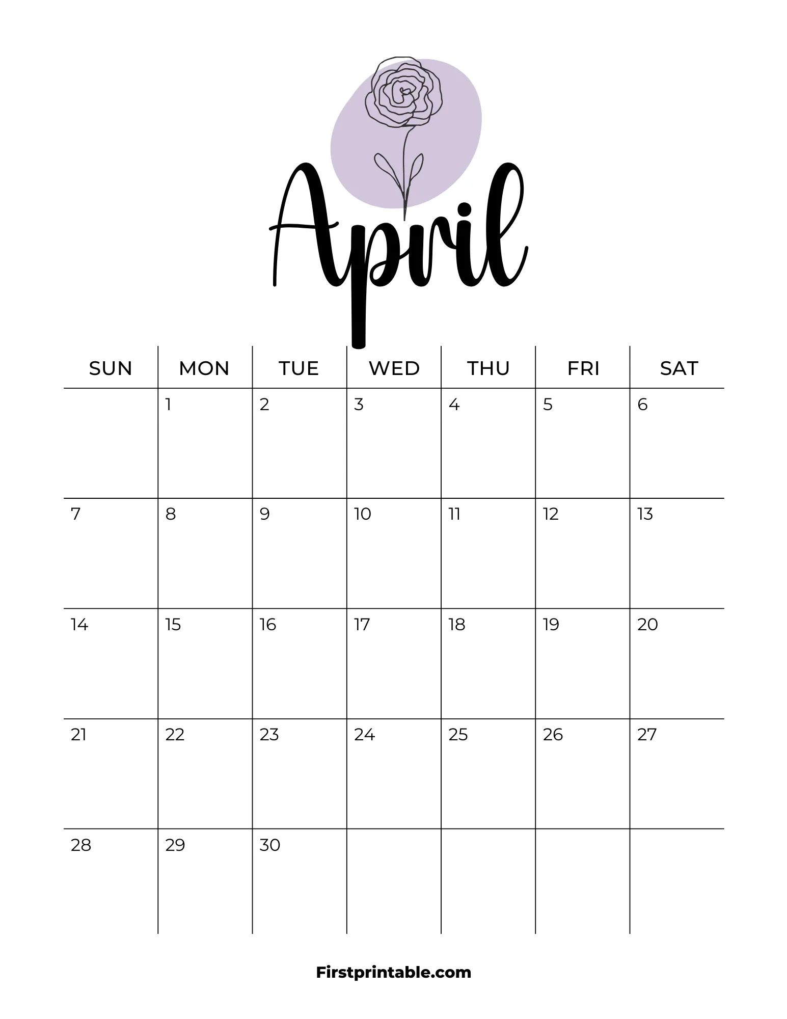 Printable April Calendar 2024 Template 09