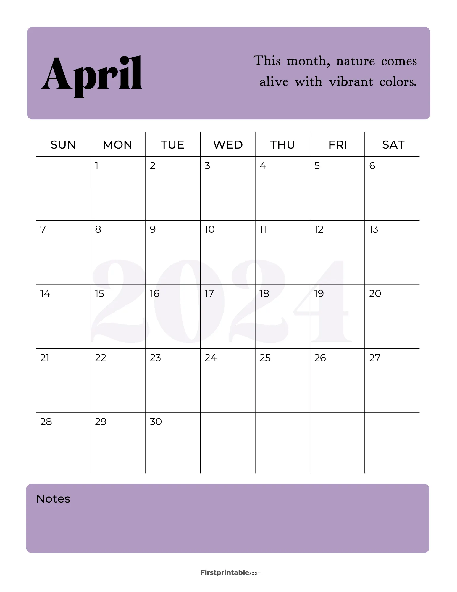 Printable April Calendar 2024 Template 11