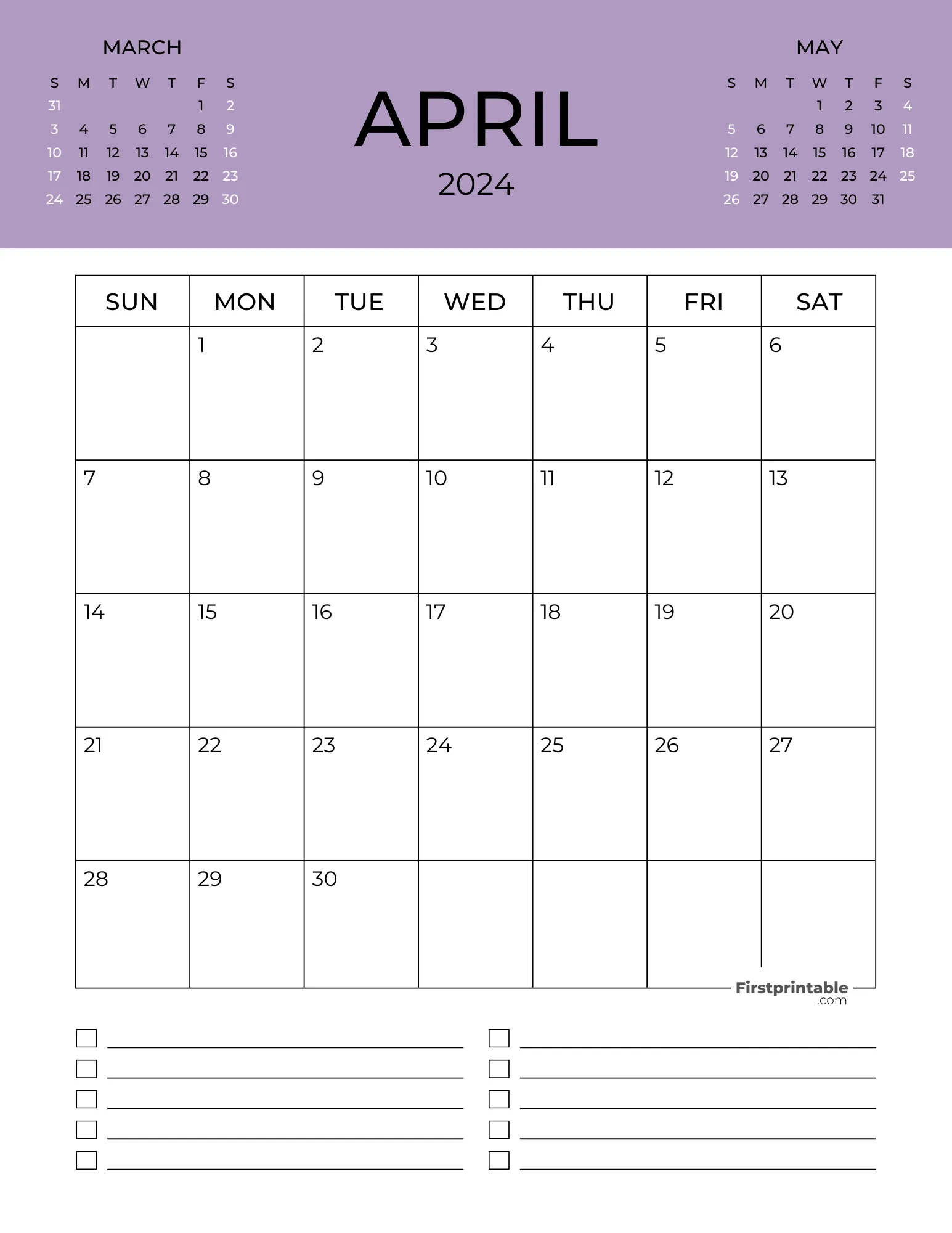 Printable April Calendar 2024 Template 12