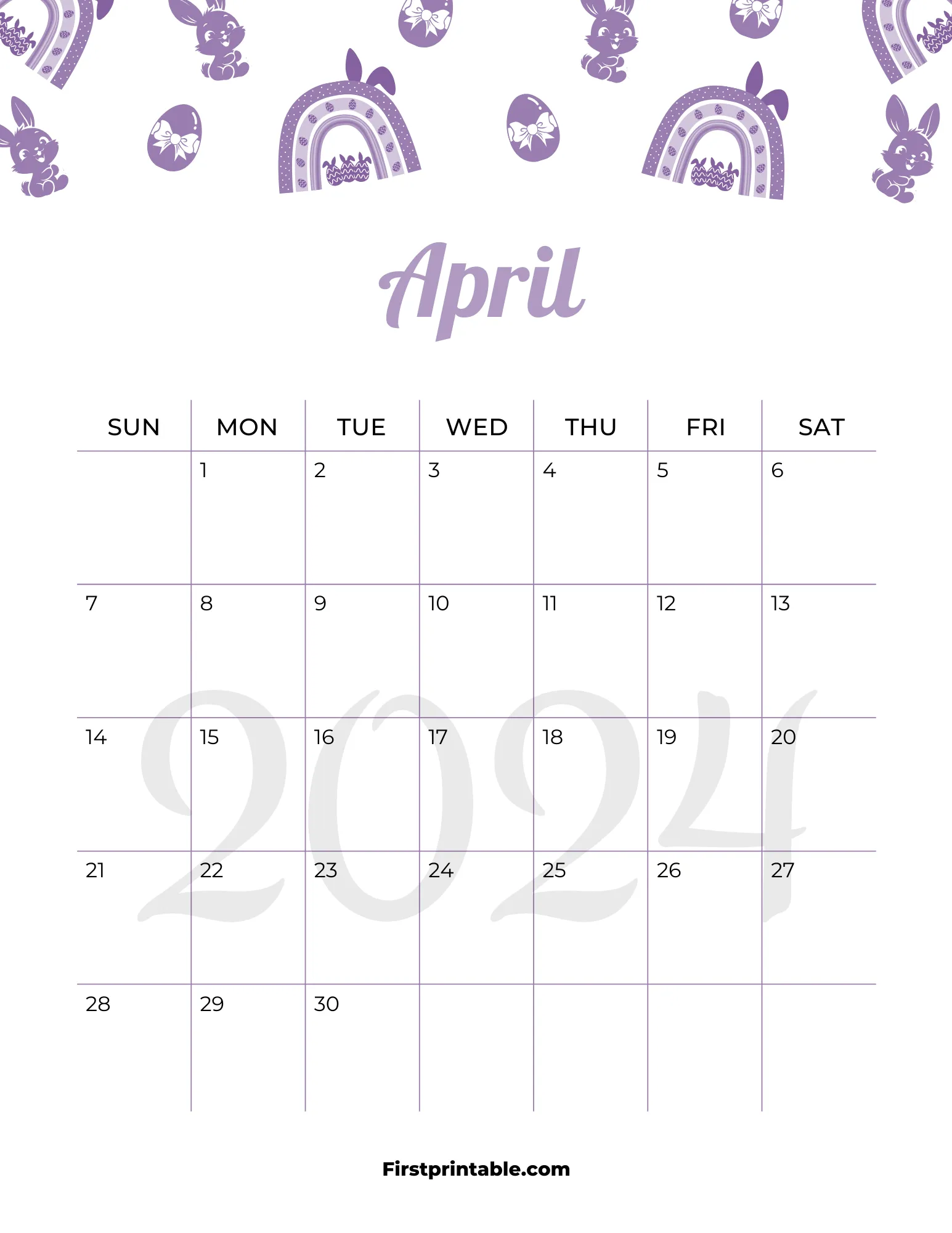Printable April Calendar 2024 Template 23