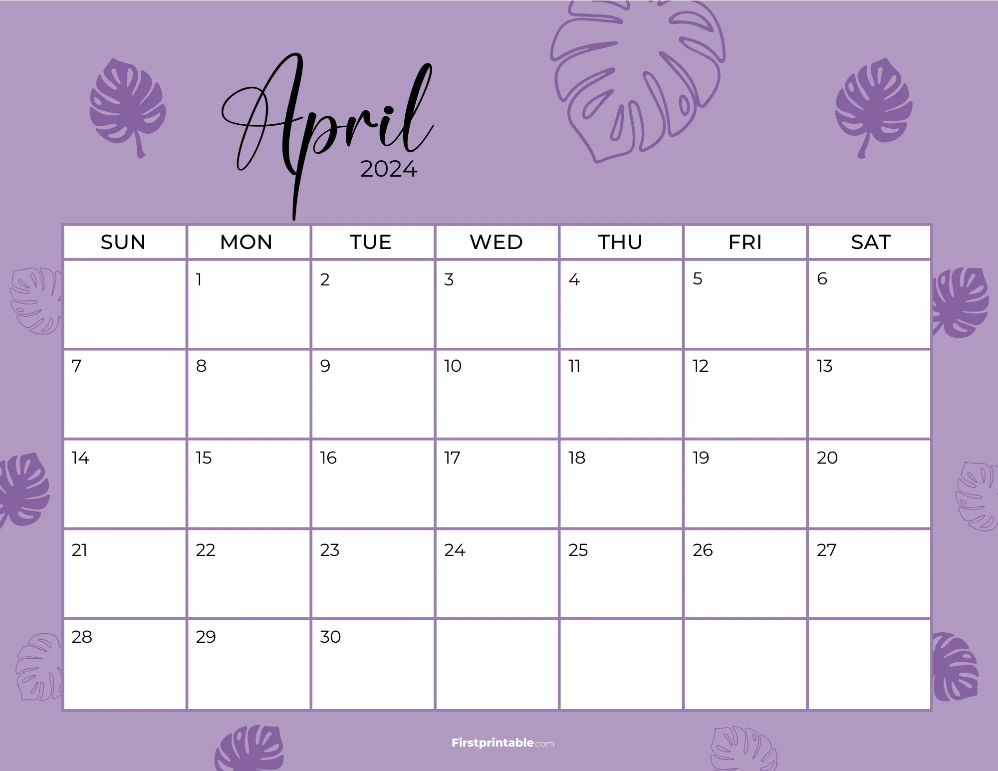 Printable April Calendar 2024 Template 31
